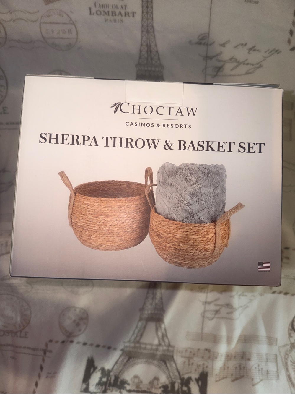 Choctaw Casinos & Resorts Sherpa Throw & Basket Set NWT